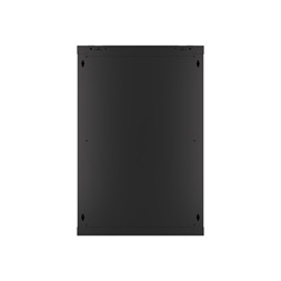 Lanberg WF01-6418-10B 19" 18U SZÉL:600mm MÉLY:450mm MAG:907mm lapraszerelt üvegajtós fekete fali rack szekrény