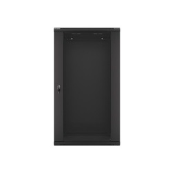 Lanberg WF01-6422-10B 19" 22U SZÉL:600mm MÉLY:450mm MAG:1085mm lapraszerelt üvegajtós fekete fali rack szekrény