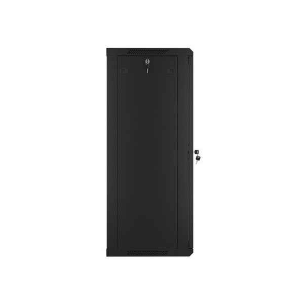 Lanberg WF01-6422-10B 19" 22U SZÉL:600mm MÉLY:450mm MAG:1085mm lapraszerelt üvegajtós fekete fali rack szekrény