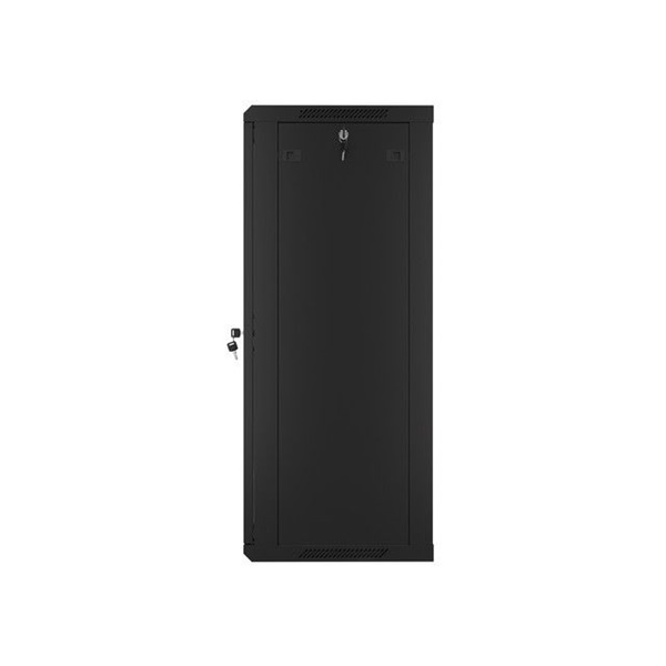 Lanberg WF01-6422-10B 19" 22U SZÉL:600mm MÉLY:450mm MAG:1085mm lapraszerelt üvegajtós fekete fali rack szekrény