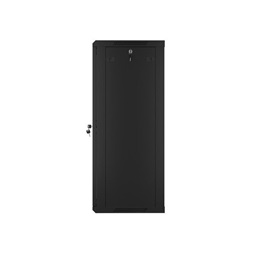 Lanberg WF01-6422-10B 19" 22U SZÉL:600mm MÉLY:450mm MAG:1085mm lapraszerelt üvegajtós fekete fali rack szekrény