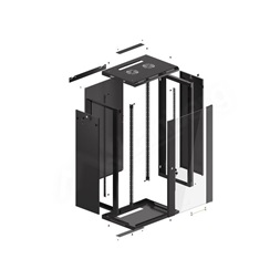 Lanberg WF01-6422-10B 19" 22U SZÉL:600mm MÉLY:450mm MAG:1085mm lapraszerelt üvegajtós fekete fali rack szekrény