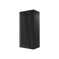 Lanberg WF01-6427-10B 19" 27U SZÉL:600mm MÉLY:450mm MAG:1307mm lapraszerelt üvegajtós fekete fali rack szekrény