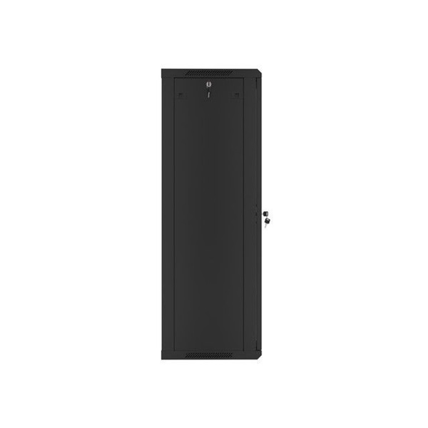 Lanberg WF01-6427-10B 19" 27U SZÉL:600mm MÉLY:450mm MAG:1307mm lapraszerelt üvegajtós fekete fali rack szekrény