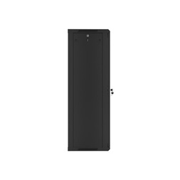 Lanberg WF01-6427-10B 19" 27U SZÉL:600mm MÉLY:450mm MAG:1307mm lapraszerelt üvegajtós fekete fali rack szekrény