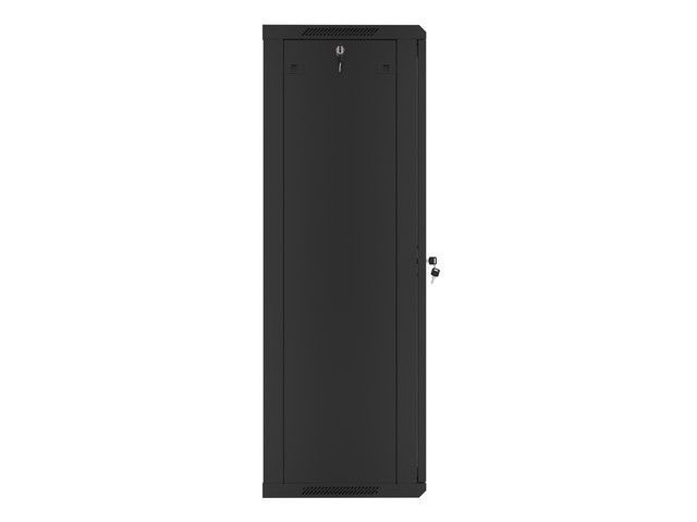 Lanberg WF01-6427-10B 19" 27U SZÉL:600mm MÉLY:450mm MAG:1307mm lapraszerelt üvegajtós fekete fali rack szekrény