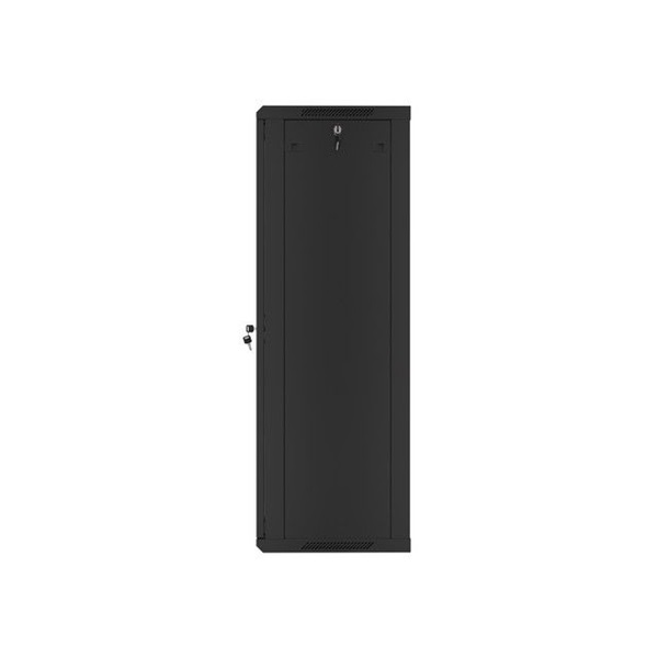 Lanberg WF01-6427-10B 19" 27U SZÉL:600mm MÉLY:450mm MAG:1307mm lapraszerelt üvegajtós fekete fali rack szekrény