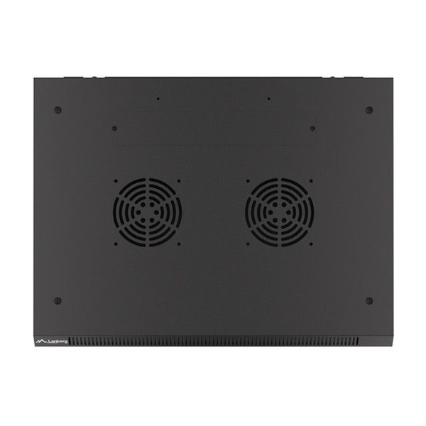 Lanberg WF01-6427-10B 19" 27U SZÉL:600mm MÉLY:450mm MAG:1307mm lapraszerelt üvegajtós fekete fali rack szekrény