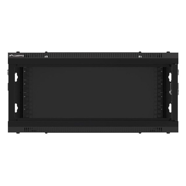 Lanberg WF01-6604-10B 19" 4U SZÉL:600mm MÉLY:600mm MAG:290mm lapraszerelt üvegajtós fekete fali rack szekrény