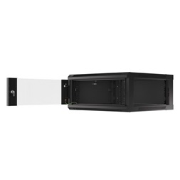 Lanberg WF01-6604-10B 19" 4U SZÉL:600mm MÉLY:600mm MAG:290mm lapraszerelt üvegajtós fekete fali rack szekrény