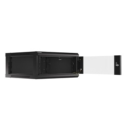 Lanberg WF01-6604-10B 19" 4U SZÉL:600mm MÉLY:600mm MAG:290mm lapraszerelt üvegajtós fekete fali rack szekrény