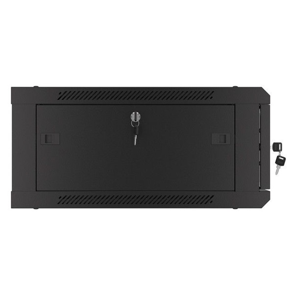 Lanberg WF01-6604-10B 19" 4U SZÉL:600mm MÉLY:600mm MAG:290mm lapraszerelt üvegajtós fekete fali rack szekrény