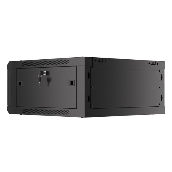 Lanberg WF01-6604-10B 19" 4U SZÉL:600mm MÉLY:600mm MAG:290mm lapraszerelt üvegajtós fekete fali rack szekrény