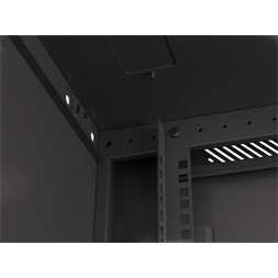 Lanberg WF01-6604-10B 19" 4U SZÉL:600mm MÉLY:600mm MAG:290mm lapraszerelt üvegajtós fekete fali rack szekrény