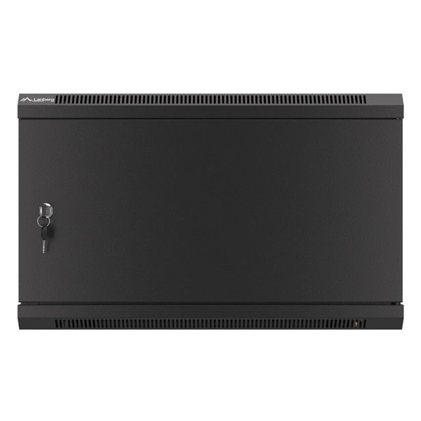 Lanberg WF01-6606-00B 19" 6U SZÉL:600mm MÉLY:600mm MAG:379mm lapraszerelt fémajtós fekete fali rack szekrény
