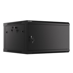 Lanberg WF01-6606-00B 19" 6U SZÉL:600mm MÉLY:600mm MAG:379mm lapraszerelt fémajtós fekete fali rack szekrény