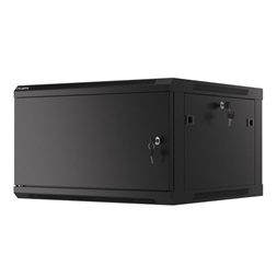 Lanberg WF01-6606-00B 19" 6U SZÉL:600mm MÉLY:600mm MAG:379mm lapraszerelt fémajtós fekete fali rack szekrény