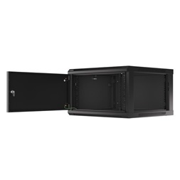 Lanberg WF01-6606-00B 19" 6U SZÉL:600mm MÉLY:600mm MAG:379mm lapraszerelt fémajtós fekete fali rack szekrény