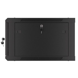 Lanberg WF01-6606-00B 19" 6U SZÉL:600mm MÉLY:600mm MAG:379mm lapraszerelt fémajtós fekete fali rack szekrény