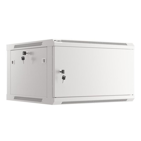 Lanberg WF01-6606-00S 19" 6U SZÉL:600mm MÉLY:600mm MAG:379mm lapraszerelt fémajtós szürke fali rack szekrény