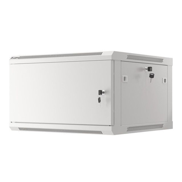 Lanberg WF01-6606-00S 19" 6U SZÉL:600mm MÉLY:600mm MAG:379mm lapraszerelt fémajtós szürke fali rack szekrény
