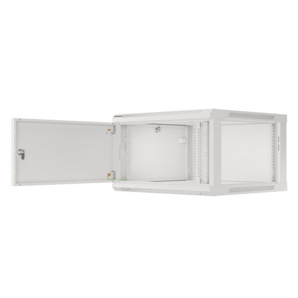 Lanberg WF01-6606-00S 19" 6U SZÉL:600mm MÉLY:600mm MAG:379mm lapraszerelt fémajtós szürke fali rack szekrény