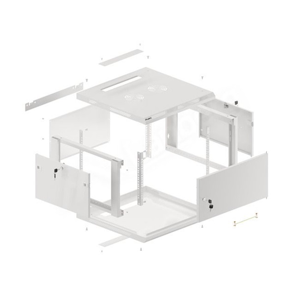 Lanberg WF01-6606-00S 19" 6U SZÉL:600mm MÉLY:600mm MAG:379mm lapraszerelt fémajtós szürke fali rack szekrény