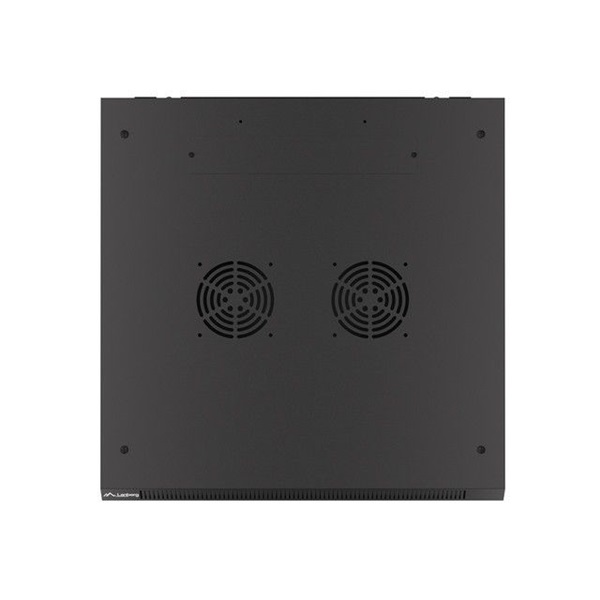 Lanberg WF01-6606-10B 19" 6U SZÉL:600mm MÉLY:600mm MAG:379mm lapraszerelt üvegajtós fekete fali rack szekrény