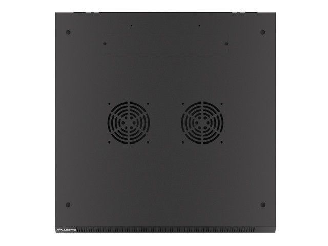 Lanberg WF01-6606-10B 19" 6U SZÉL:600mm MÉLY:600mm MAG:379mm lapraszerelt üvegajtós fekete fali rack szekrény