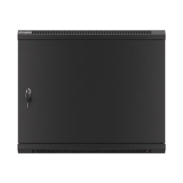 Lanberg WF01-6609-00B 19" 9U SZÉL:600mm MÉLY:600mm MAG:512mm lapraszerelt fémajtós fekete fali rack szekrény