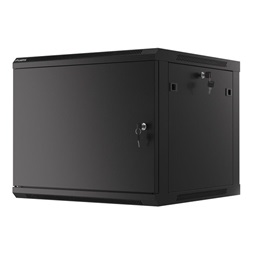 Lanberg WF01-6609-00B 19" 9U SZÉL:600mm MÉLY:600mm MAG:512mm lapraszerelt fémajtós fekete fali rack szekrény