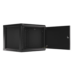 Lanberg WF01-6609-00B 19" 9U SZÉL:600mm MÉLY:600mm MAG:512mm lapraszerelt fémajtós fekete fali rack szekrény