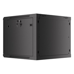 Lanberg WF01-6609-00B 19" 9U SZÉL:600mm MÉLY:600mm MAG:512mm lapraszerelt fémajtós fekete fali rack szekrény