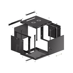 Lanberg WF01-6609-00B 19" 9U SZÉL:600mm MÉLY:600mm MAG:512mm lapraszerelt fémajtós fekete fali rack szekrény