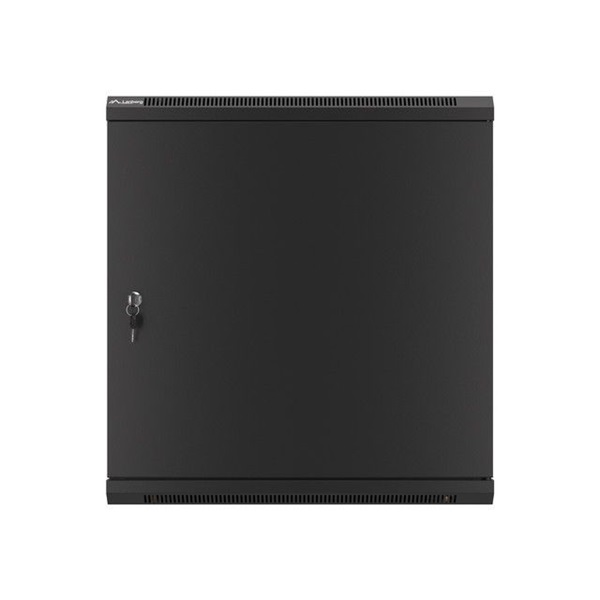 Lanberg WF01-6612-00B 19" 12U SZÉL:600mm MÉLY:600mm MAG:645mm lapraszerelt fémajtós fekete fali rack szekrény