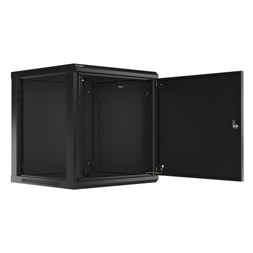 Lanberg WF01-6612-00B 19" 12U SZÉL:600mm MÉLY:600mm MAG:645mm lapraszerelt fémajtós fekete fali rack szekrény