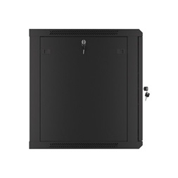 Lanberg WF01-6612-00B 19" 12U SZÉL:600mm MÉLY:600mm MAG:645mm lapraszerelt fémajtós fekete fali rack szekrény