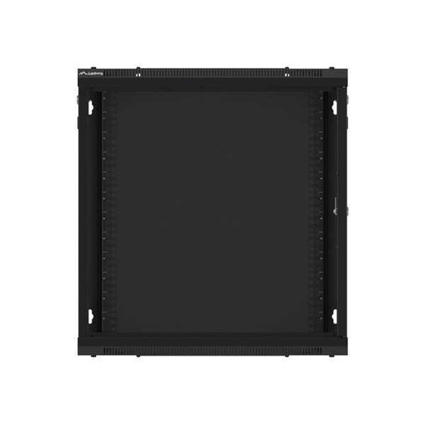 Lanberg WF01-6612-00B 19" 12U SZÉL:600mm MÉLY:600mm MAG:645mm lapraszerelt fémajtós fekete fali rack szekrény