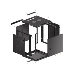 Lanberg WF01-6612-00B 19" 12U SZÉL:600mm MÉLY:600mm MAG:645mm lapraszerelt fémajtós fekete fali rack szekrény