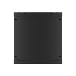 Lanberg WF01-6612-10B 19" 12U SZÉL:600mm MÉLY:600mm MAG:640mm lapraszerelt üvegajtós fekete fali rack szekrény