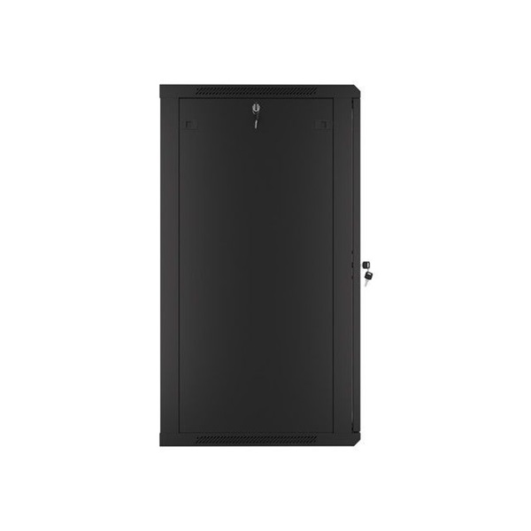 Lanberg WF01-6622-10B 19" 22U SZÉL:600mm MÉLY:600mm MAG:1085mm lapraszerelt üvegajtós fekete fali rack szekrény