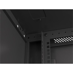 Lanberg WF01-6622-10B 19" 22U SZÉL:600mm MÉLY:600mm MAG:1085mm lapraszerelt üvegajtós fekete fali rack szekrény