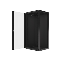 Lanberg WF01-6627-10B 19" 27U SZÉL:600mm MÉLY:600mm MAG:1307mm lapraszerelt üvegajtós fekete fali rack szekrény
