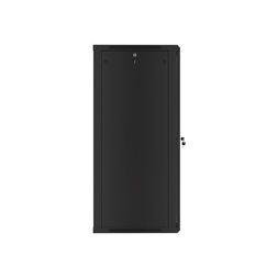 Lanberg WF01-6627-10B 19" 27U SZÉL:600mm MÉLY:600mm MAG:1307mm lapraszerelt üvegajtós fekete fali rack szekrény
