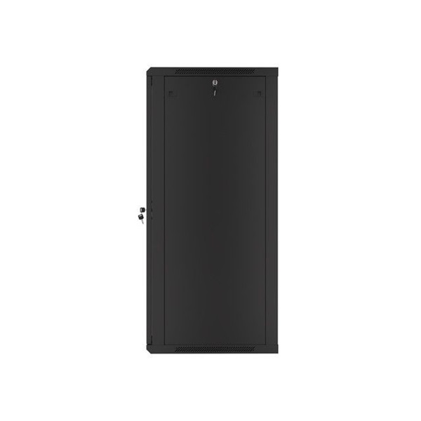 Lanberg WF01-6627-10B 19" 27U SZÉL:600mm MÉLY:600mm MAG:1307mm lapraszerelt üvegajtós fekete fali rack szekrény