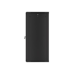 Lanberg WF01-6627-10B 19" 27U SZÉL:600mm MÉLY:600mm MAG:1307mm lapraszerelt üvegajtós fekete fali rack szekrény
