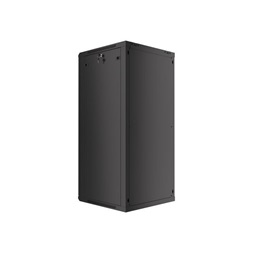 Lanberg WF01-6627-10B 19" 27U SZÉL:600mm MÉLY:600mm MAG:1307mm lapraszerelt üvegajtós fekete fali rack szekrény