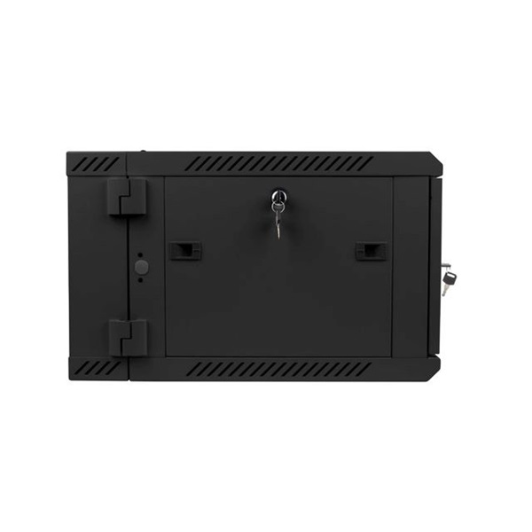 Lanberg WF02-6606-10B 19" 6U SZÉL:600mm MÉLY:600mm MAG:374mm lapraszerelt üvegajtós fekete kétrészes fali rack szekrény