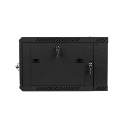 Lanberg WF02-6606-10B 19" 6U SZÉL:600mm MÉLY:600mm MAG:374mm lapraszerelt üvegajtós fekete kétrészes fali rack szekrény