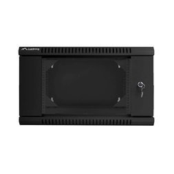 Lanberg WF02-6606-10B 19" 6U SZÉL:600mm MÉLY:600mm MAG:374mm lapraszerelt üvegajtós fekete kétrészes fali rack szekrény
